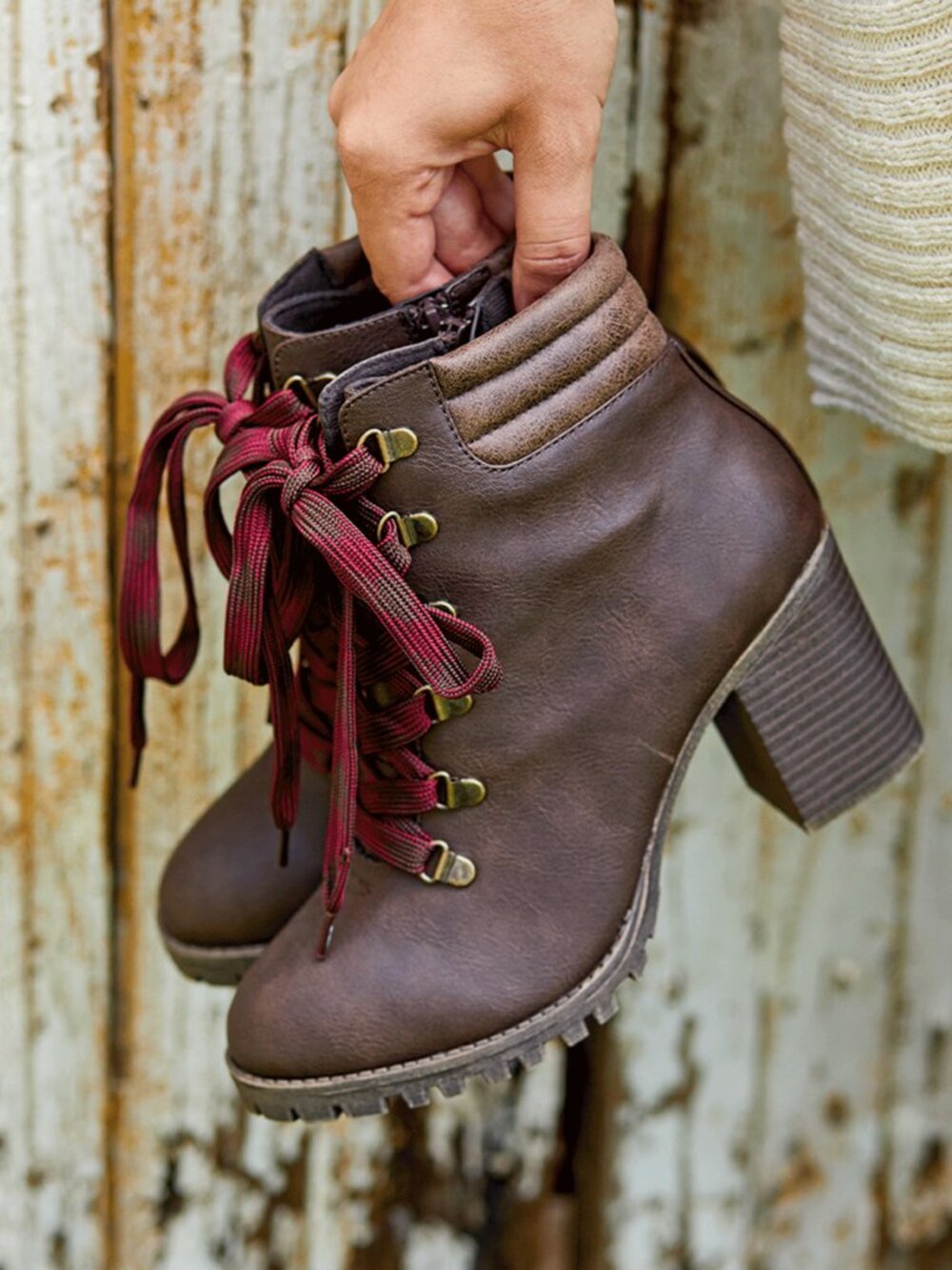 Maurices Westyn Hiker Boots Heels Brown Sz 10